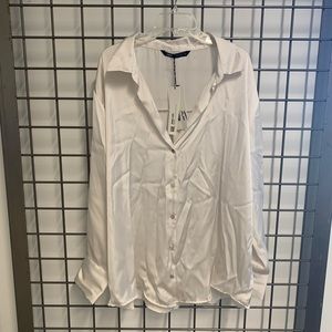 Ivory Zara Silk Button Down Shirt - NWT!